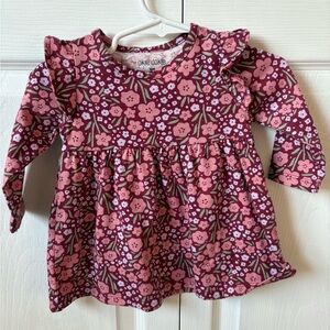 Okie Dokie Pink and Purple Floral Baby Dress